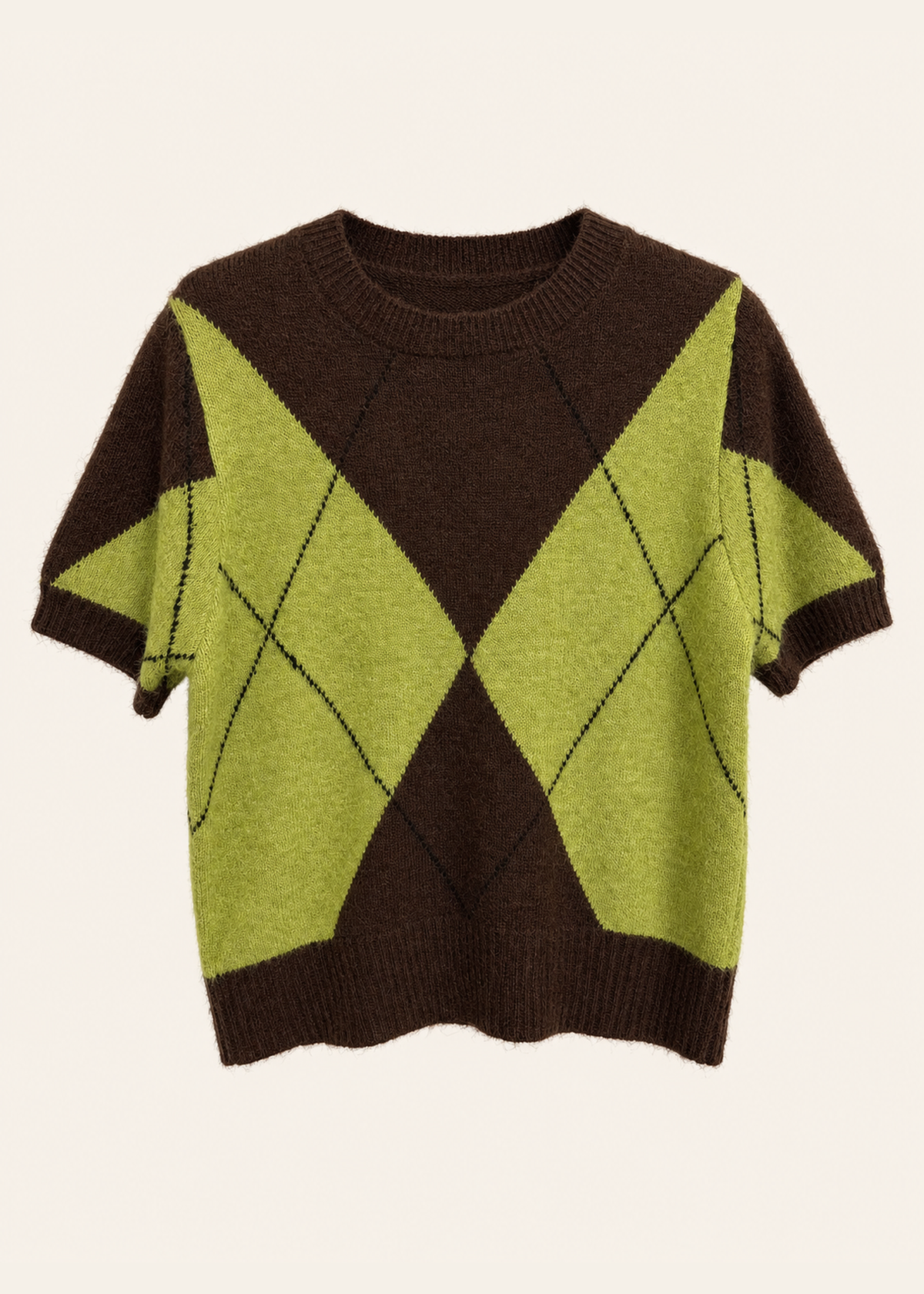Jersey con lana jacquard rombos manga corta