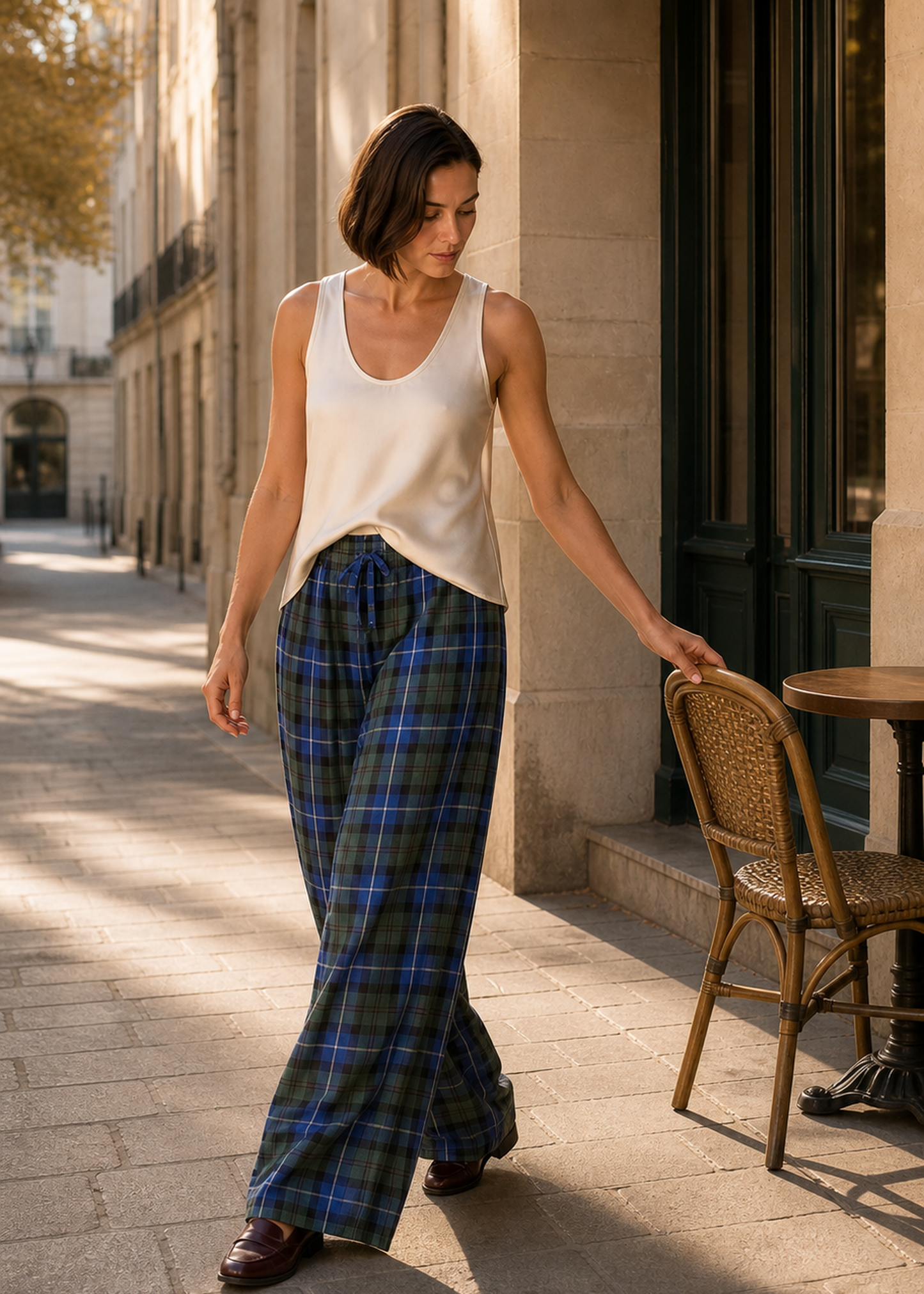 Pantalones anchos cuadros