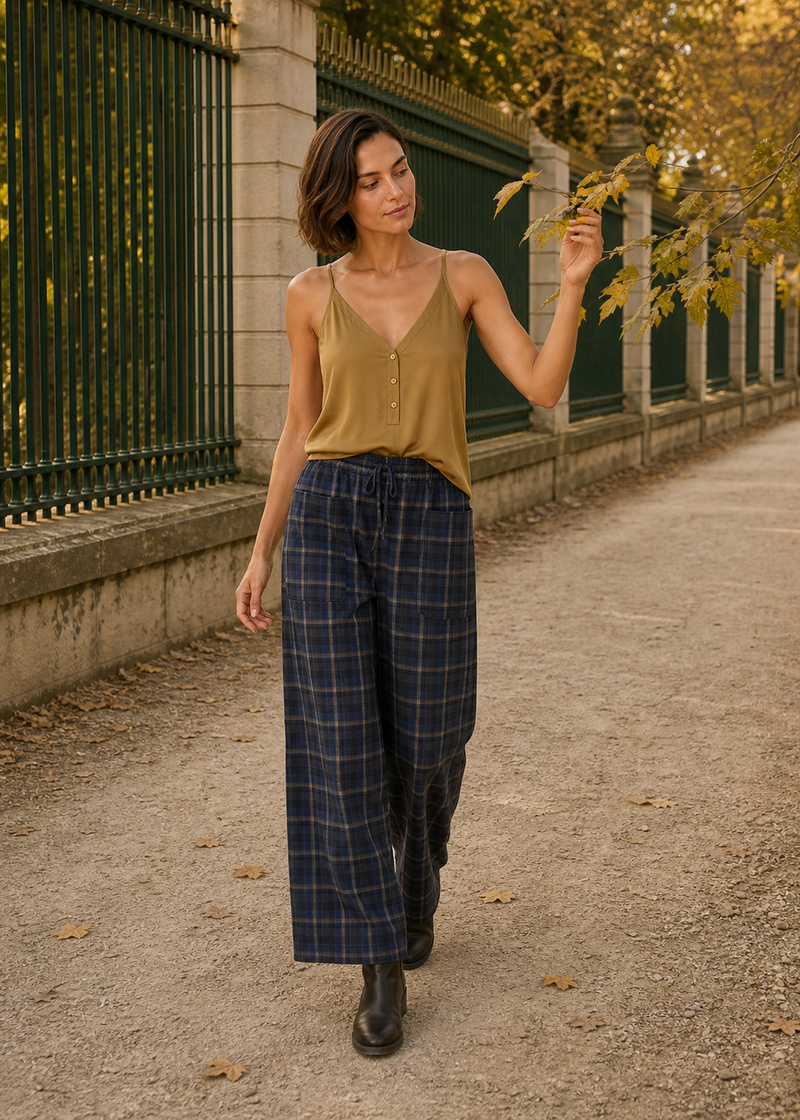 Pantalones anchos cuadros