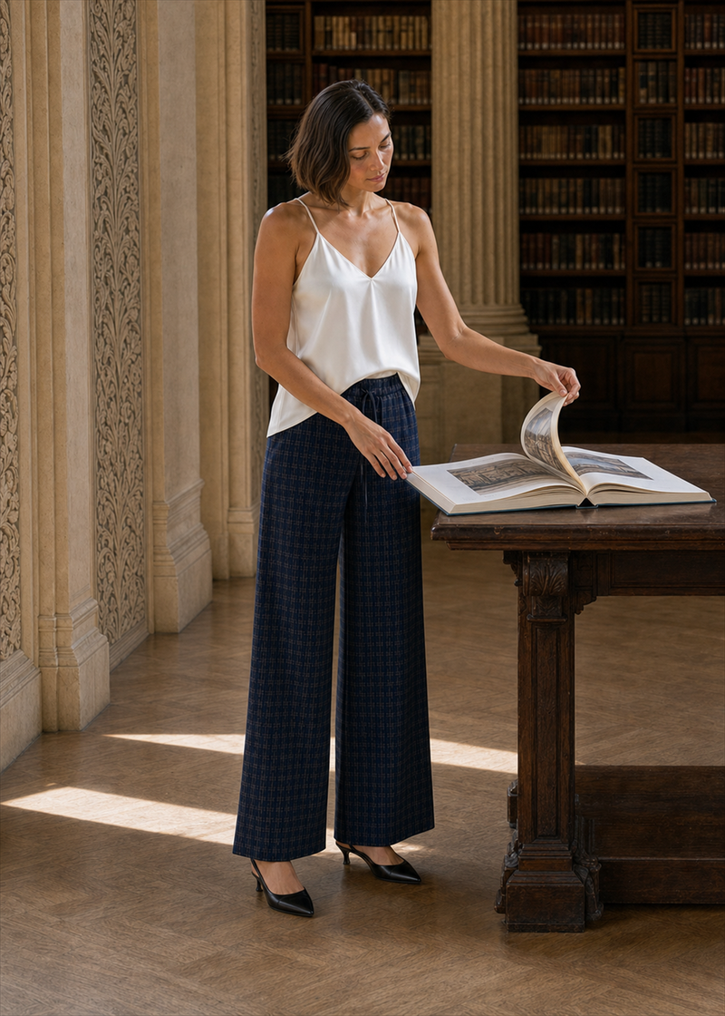 Pantalones cuadros palazzo