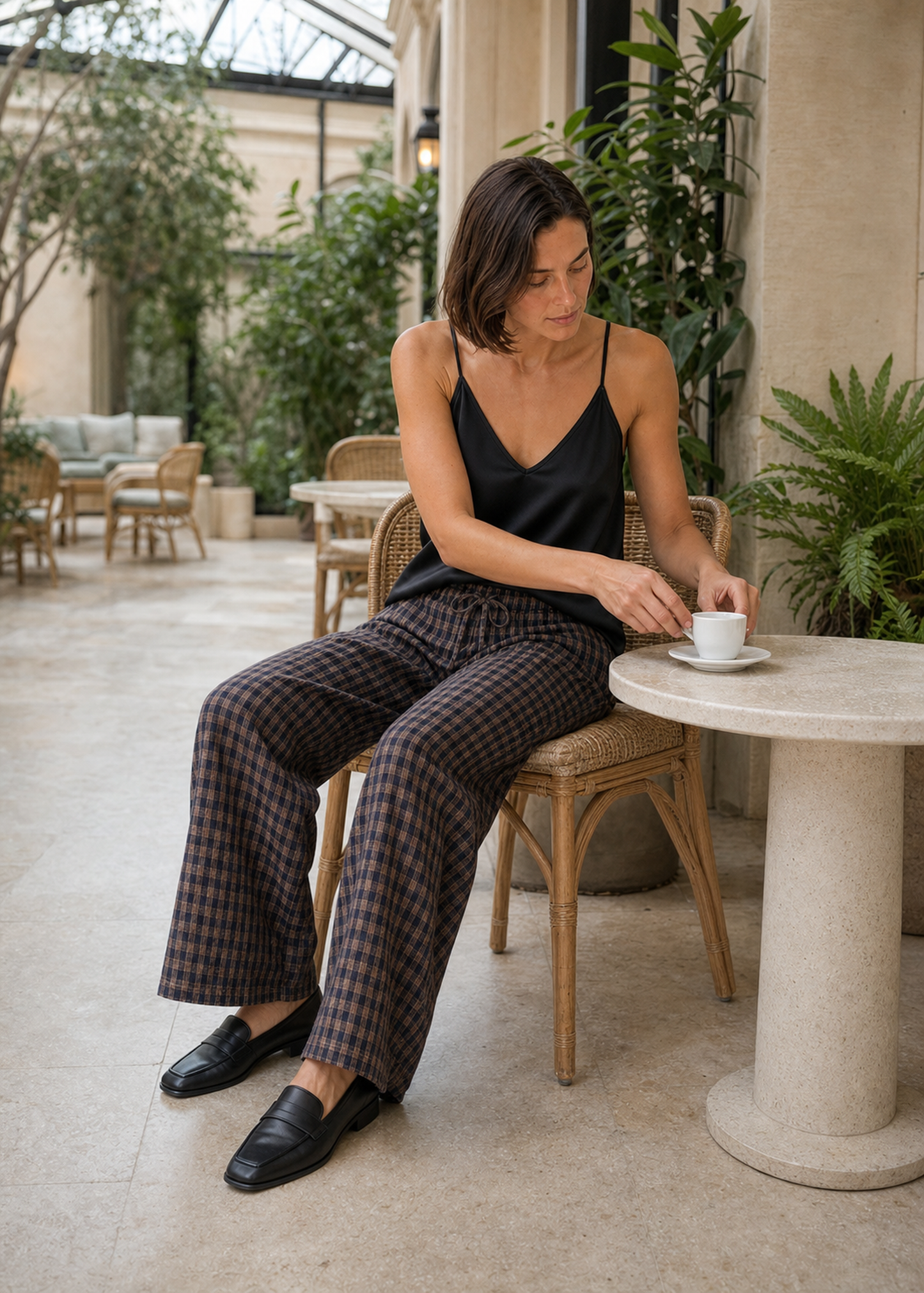 Pantalones cuadros palazzo