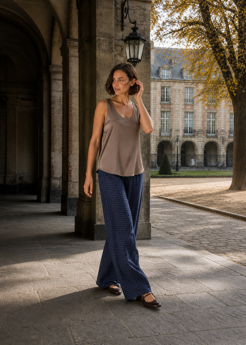 Pantalones anchos cuadros
