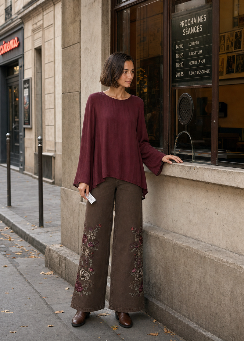 Blusa seda espalda botones