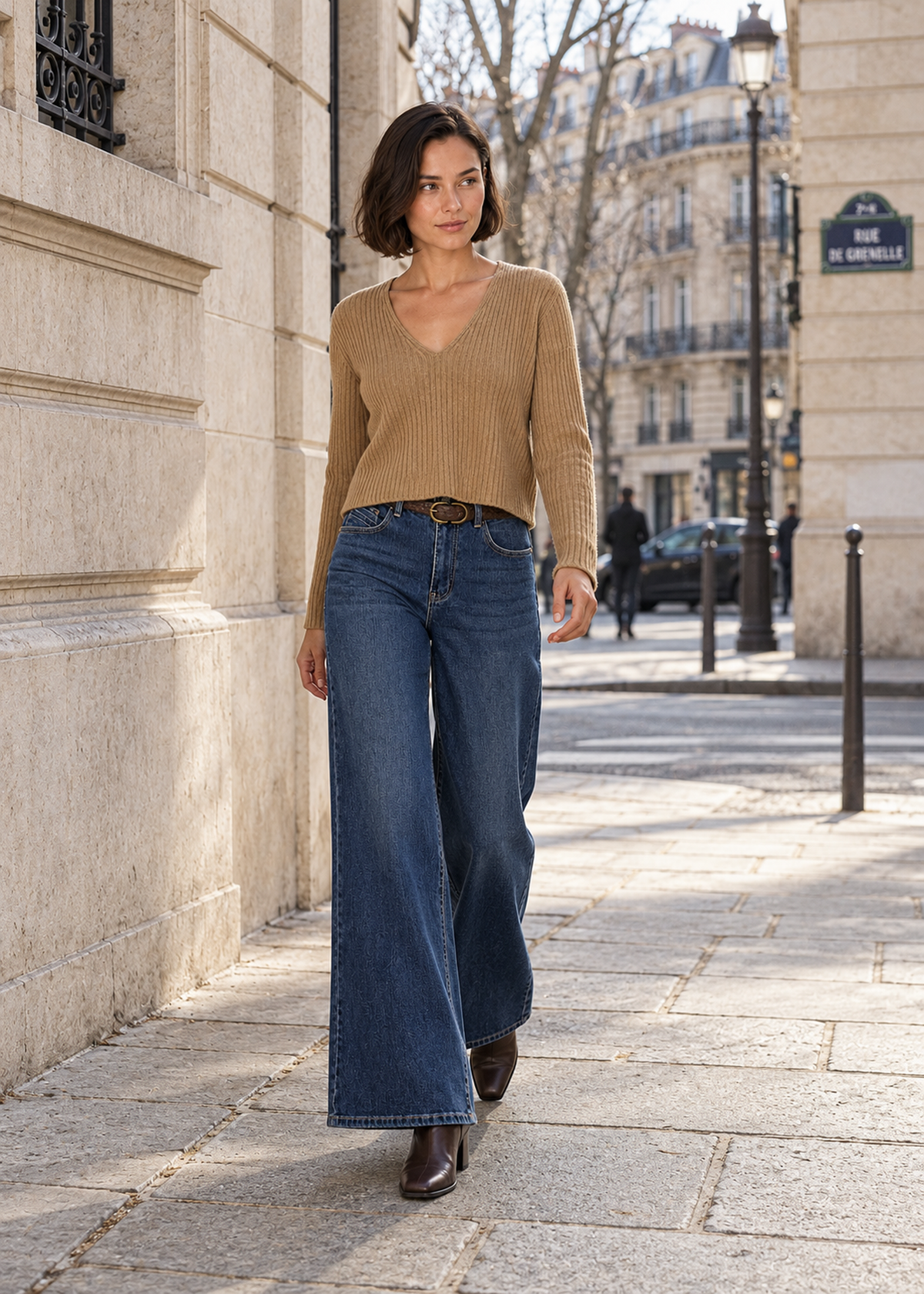 Jeans campana con cinturón