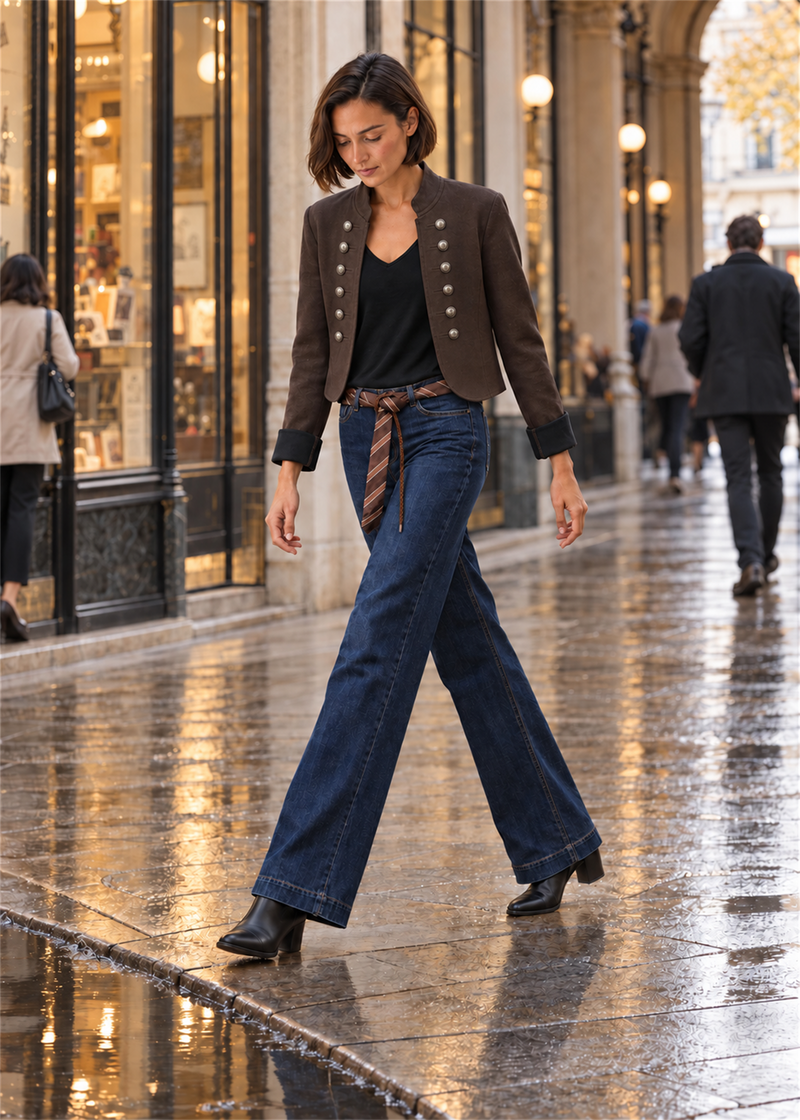 Faux suede frog-fastening jacket