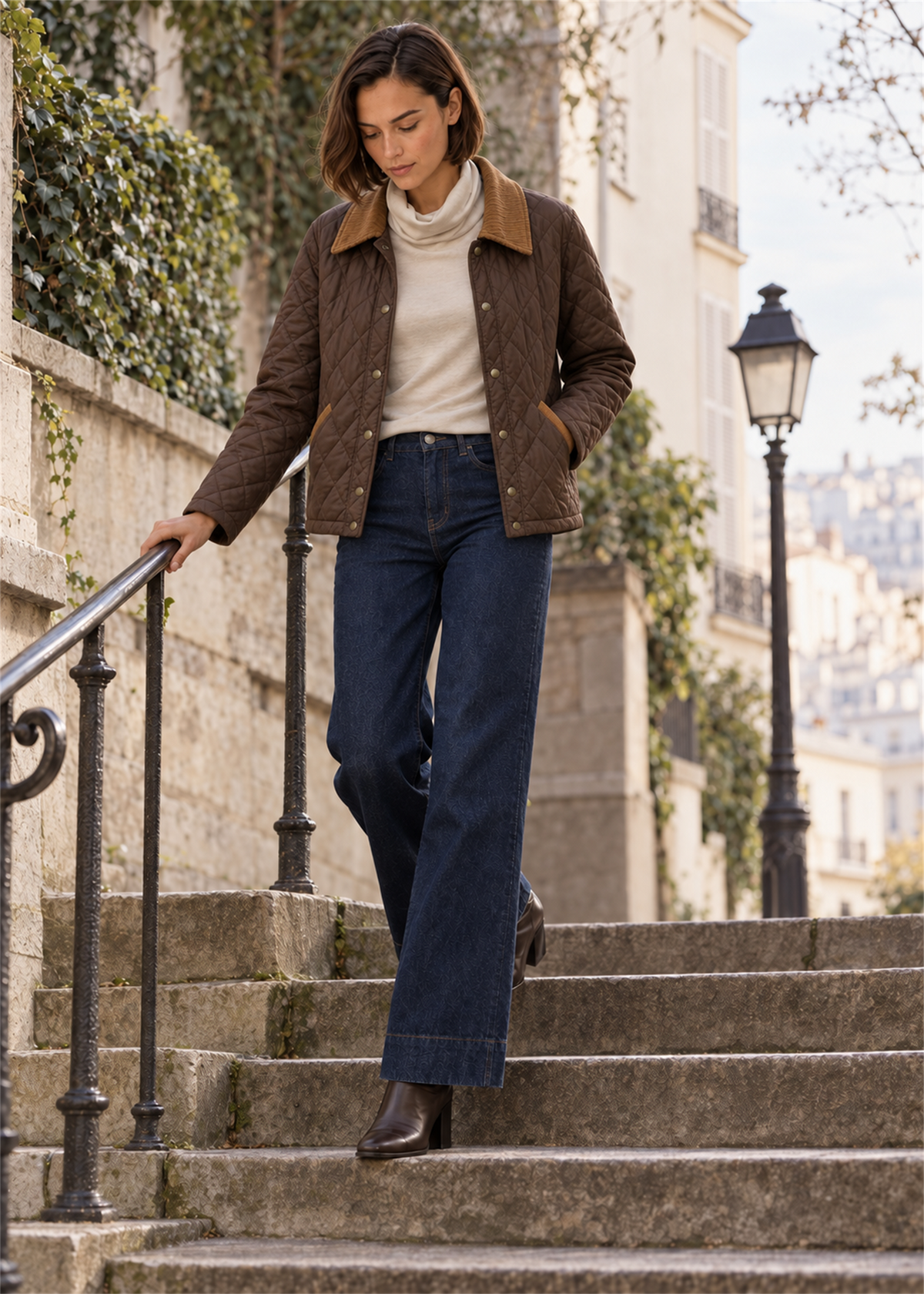 Mixed-texture quilted jacket