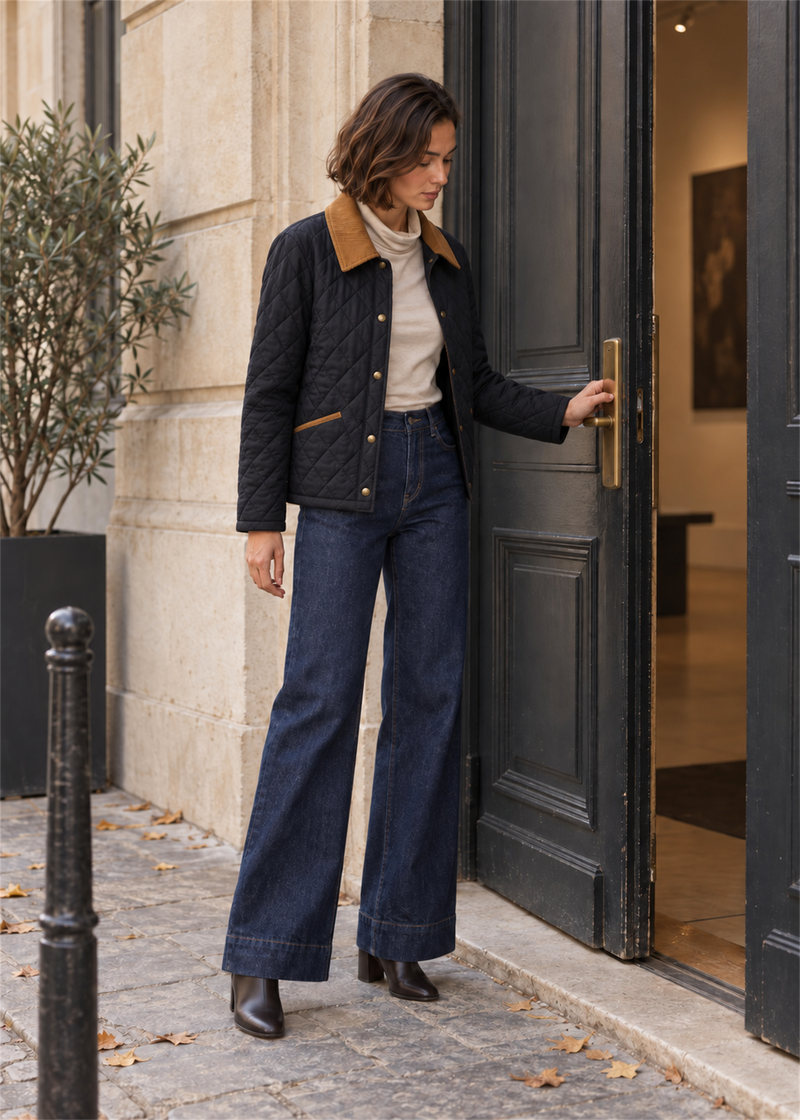 Mixed-texture quilted jacket