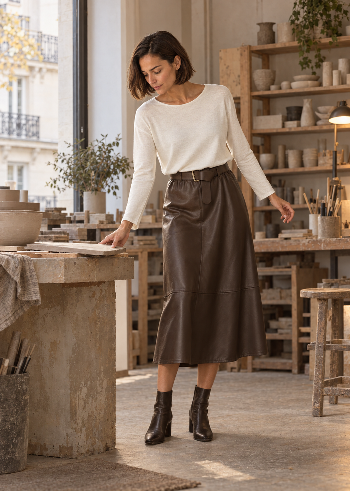 Faux leather skirt