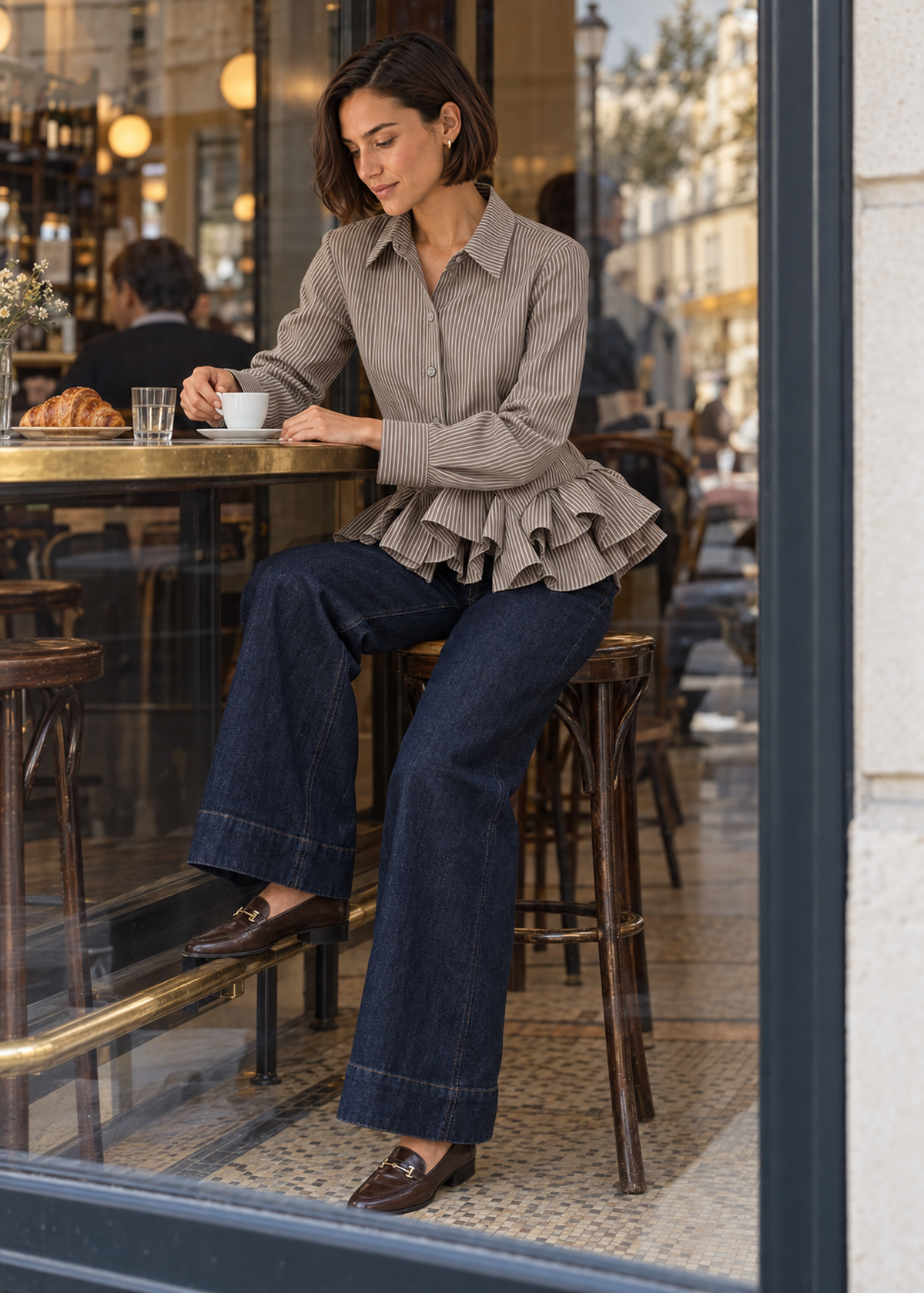 Ruffled striped shirt