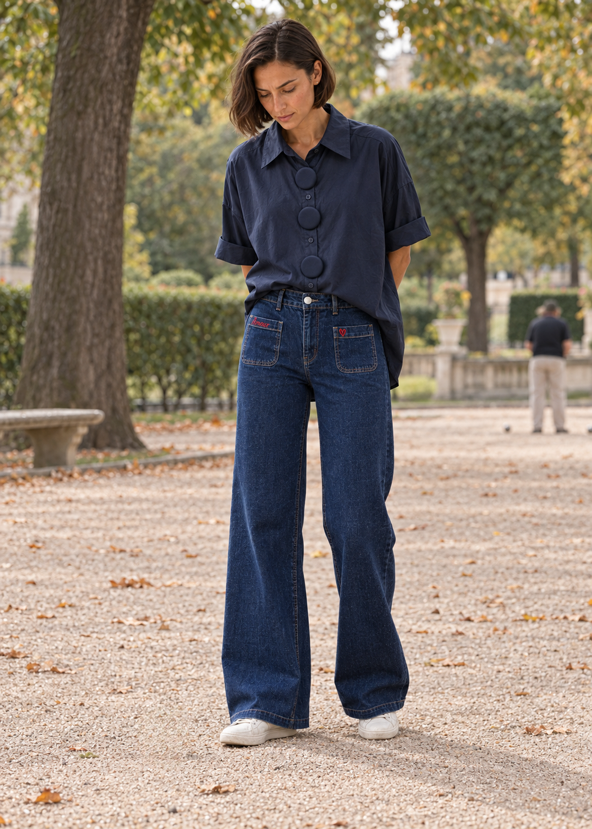 Button-down shirt with appliqués