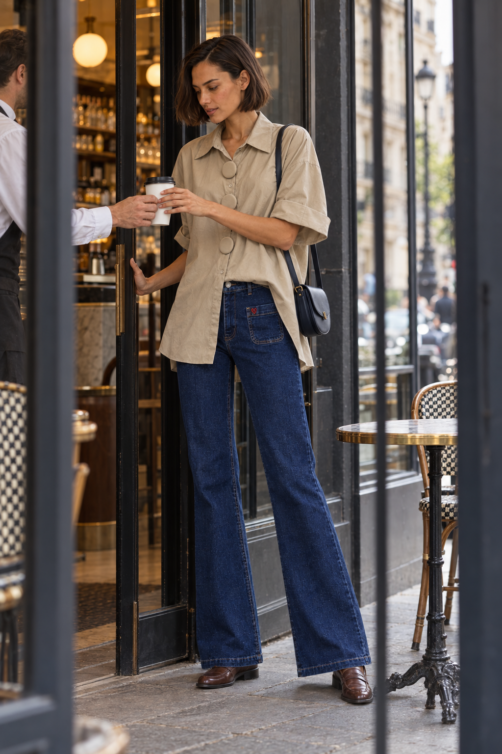 Button-down shirt with appliqués