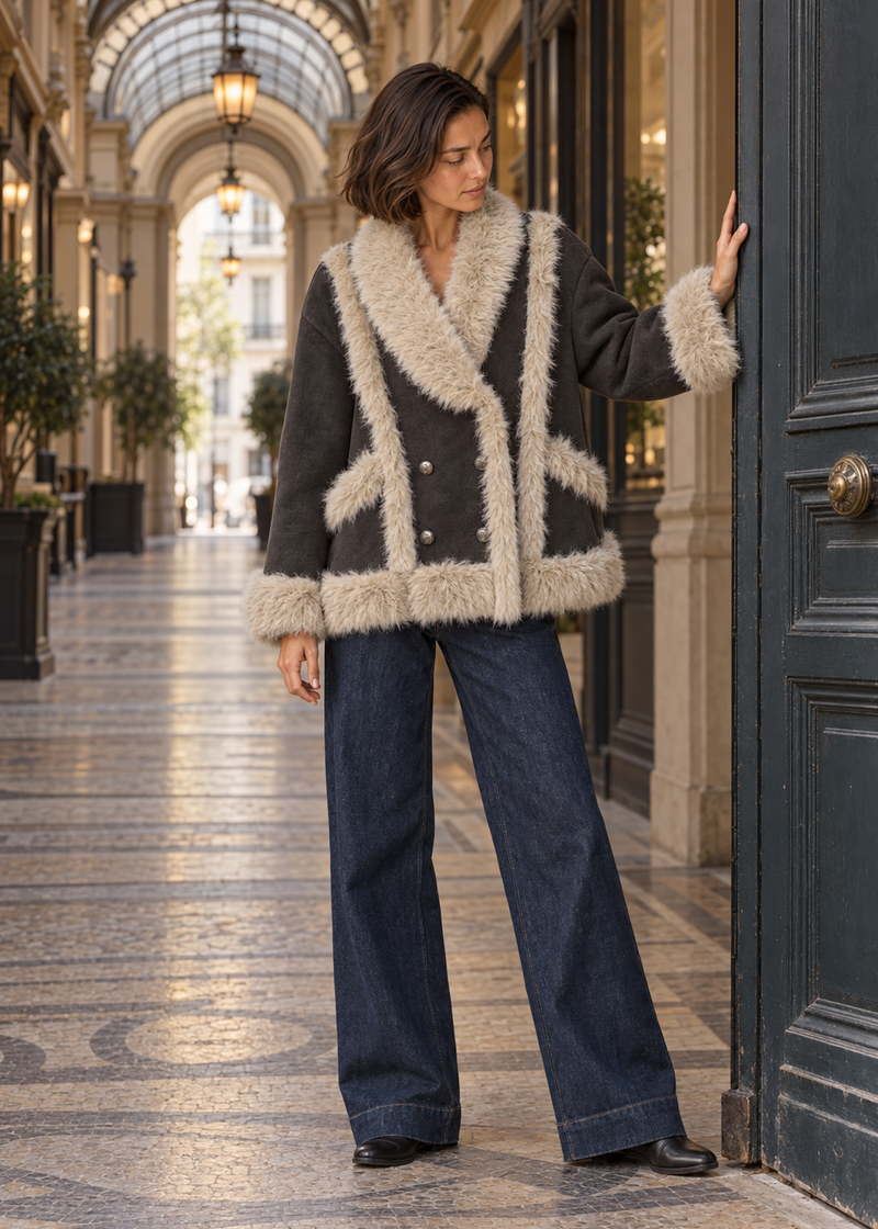 Chaqueta pelo cruzada