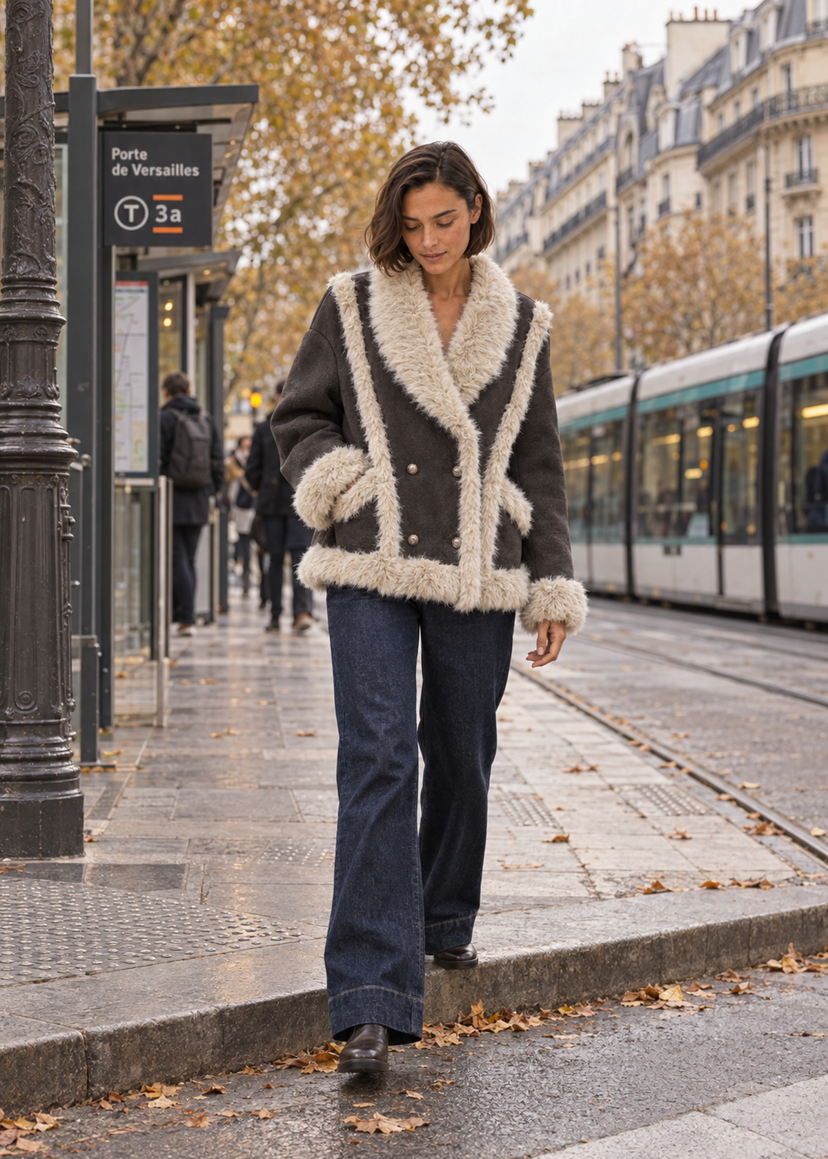 Chaqueta pelo cruzada