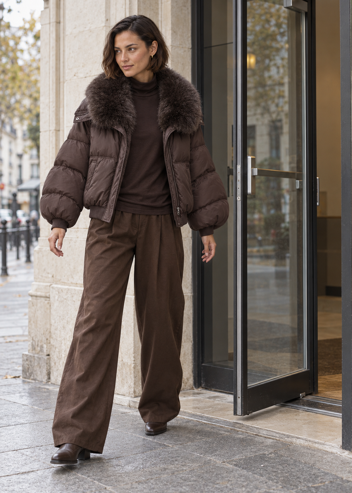 Anorak acolchado cuello efecto pelo