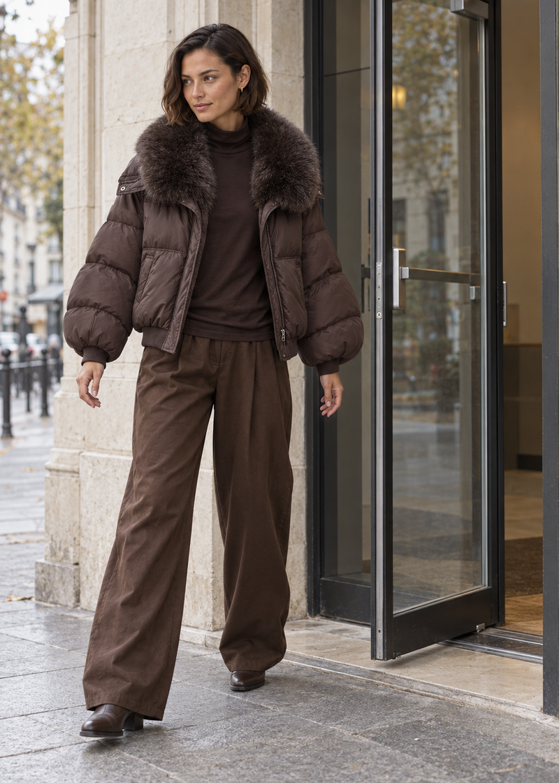 Anorak acolchado cuello efecto pelo