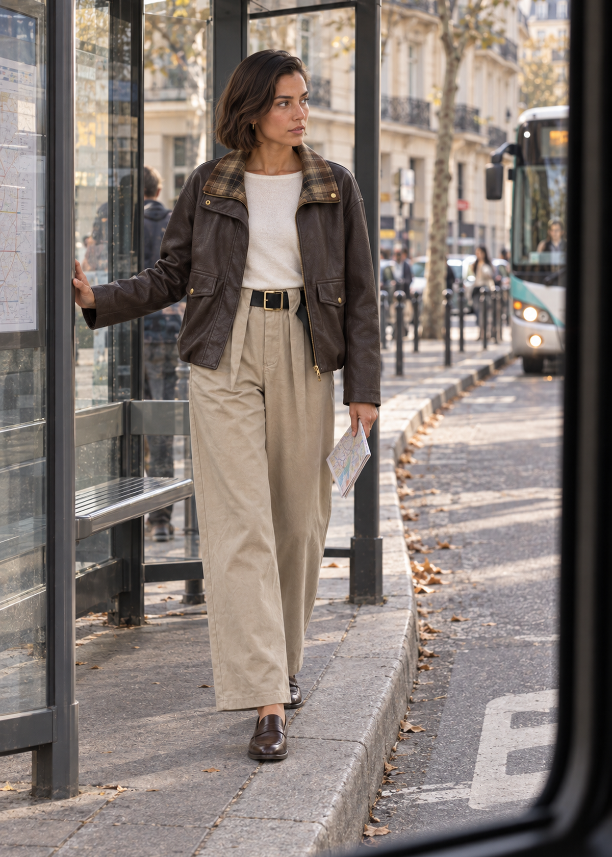 Wide twill trousers