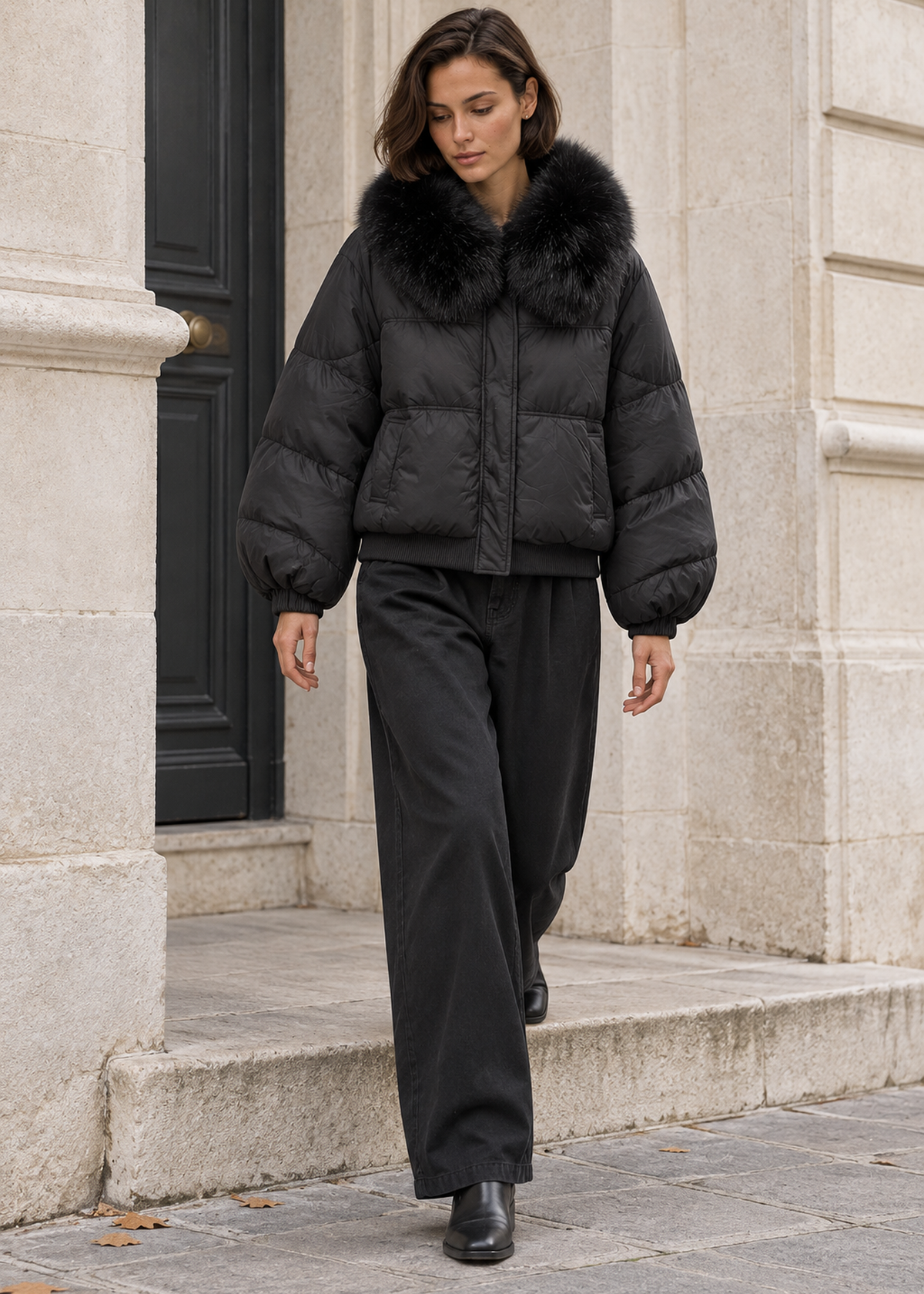Anorak acolchado cuello efecto pelo