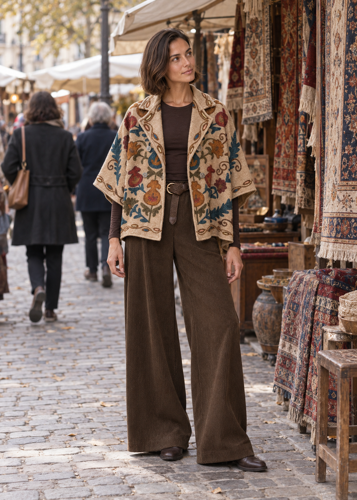 Capa bouclé estampada