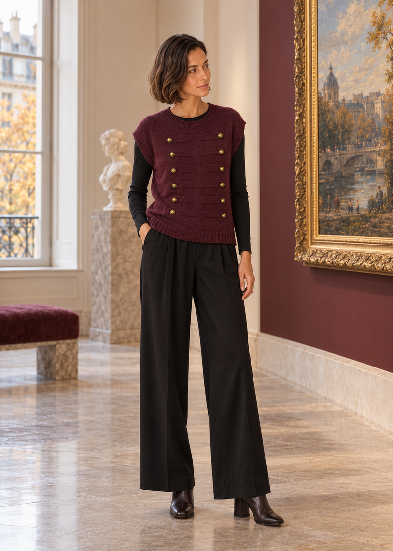 Chaleco tricot alamares