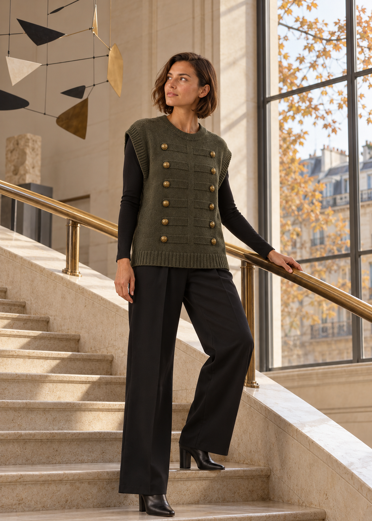 Chaleco tricot alamares