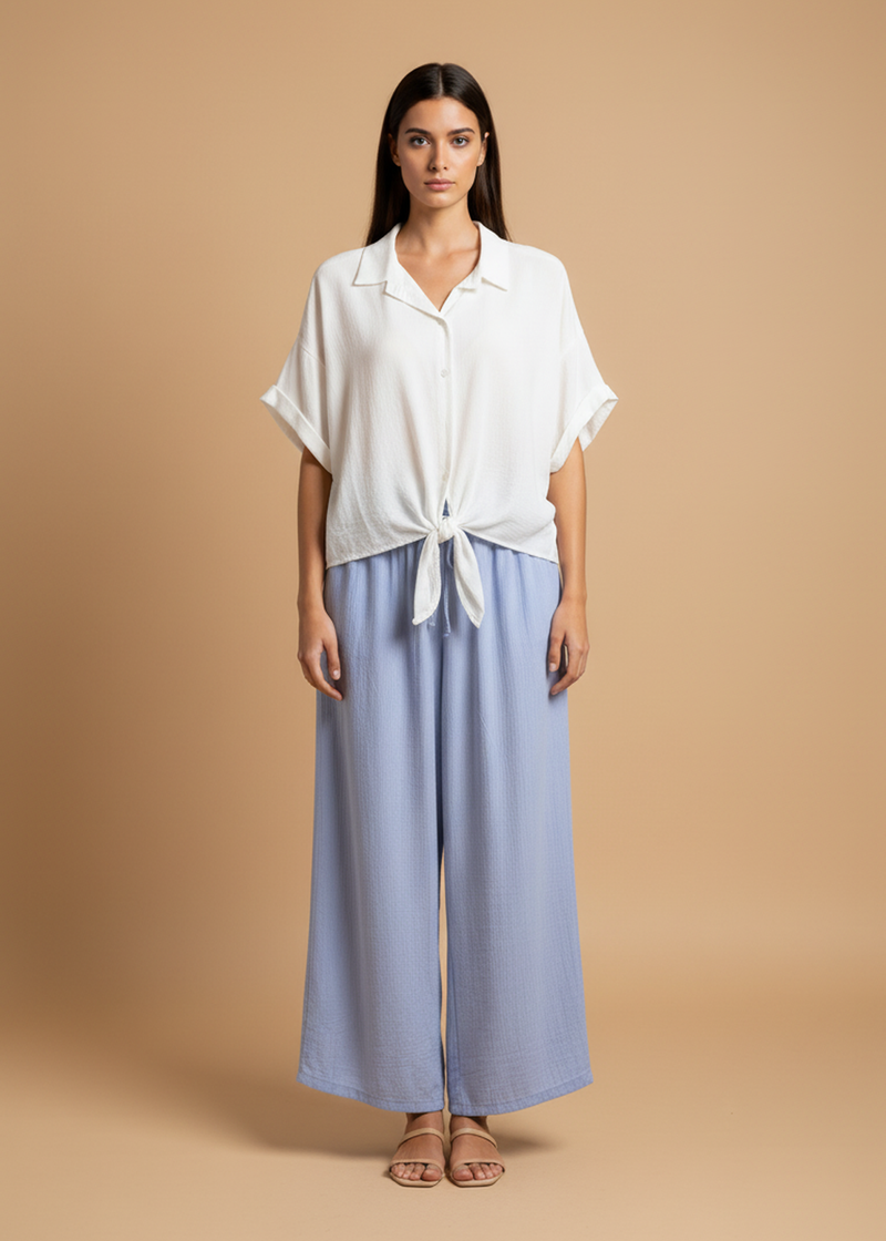 Camisa bambula nudo de mujer estilo mediterráneo FlorenciaShop