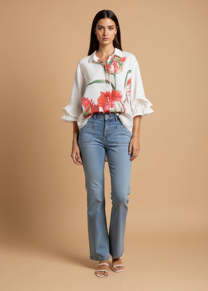 Camisa estampada volantes