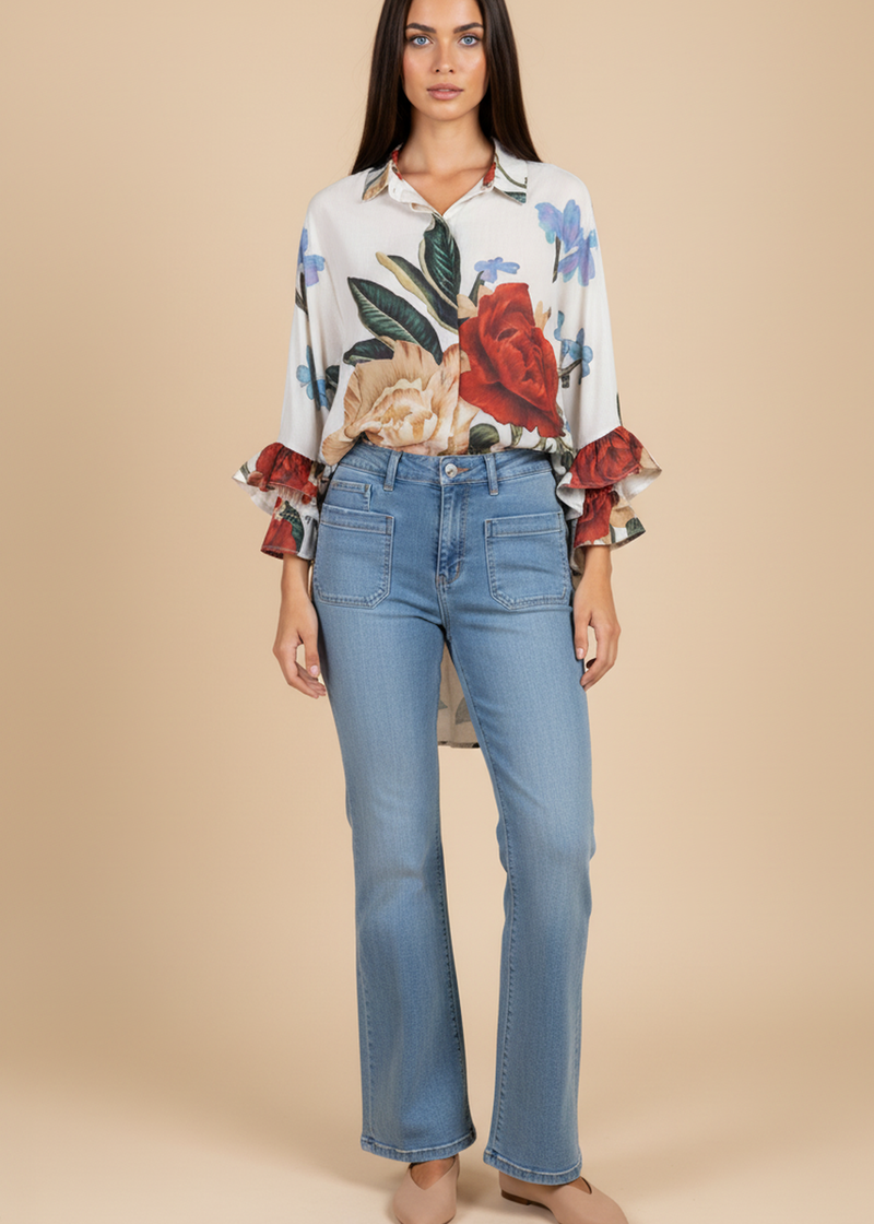 Camisa estampada volantes
