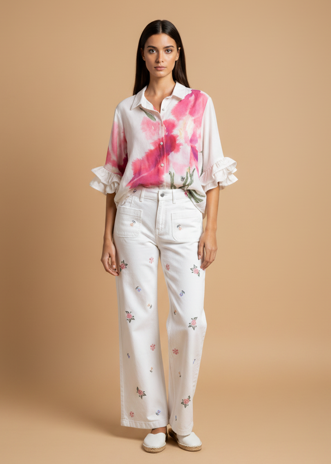 Camisa estampada volantes