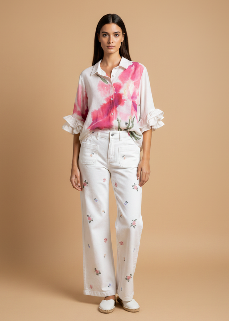 Camisa estampada volantes