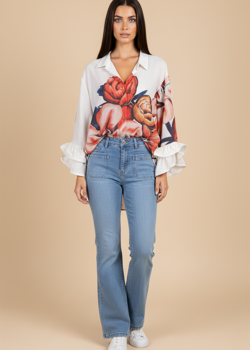 Camisa estampada volantes