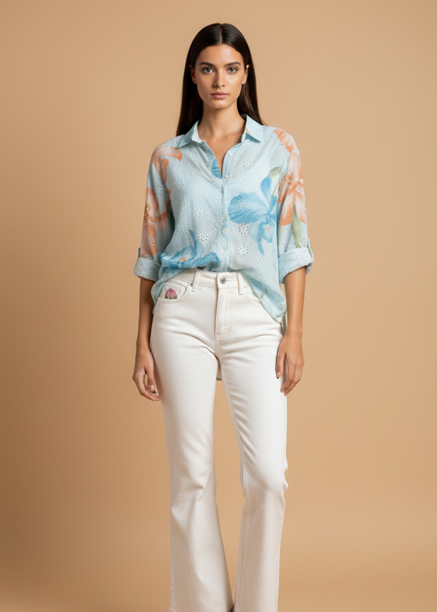 Camisa bordada estampada