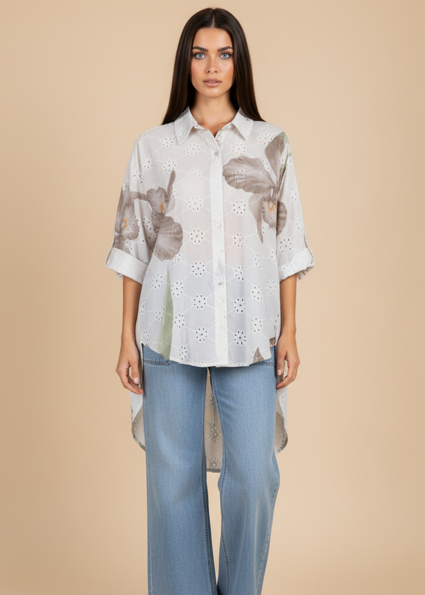 Camisa bordada estampada