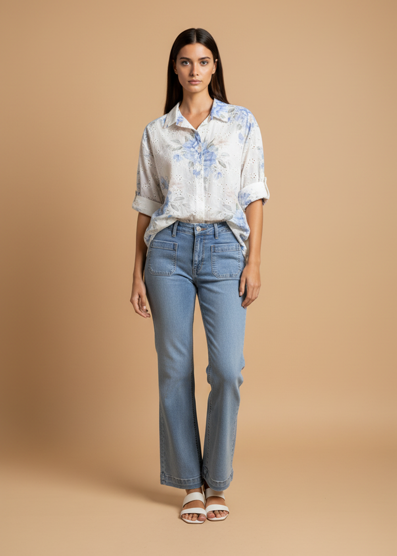 Camisa bordada estampada