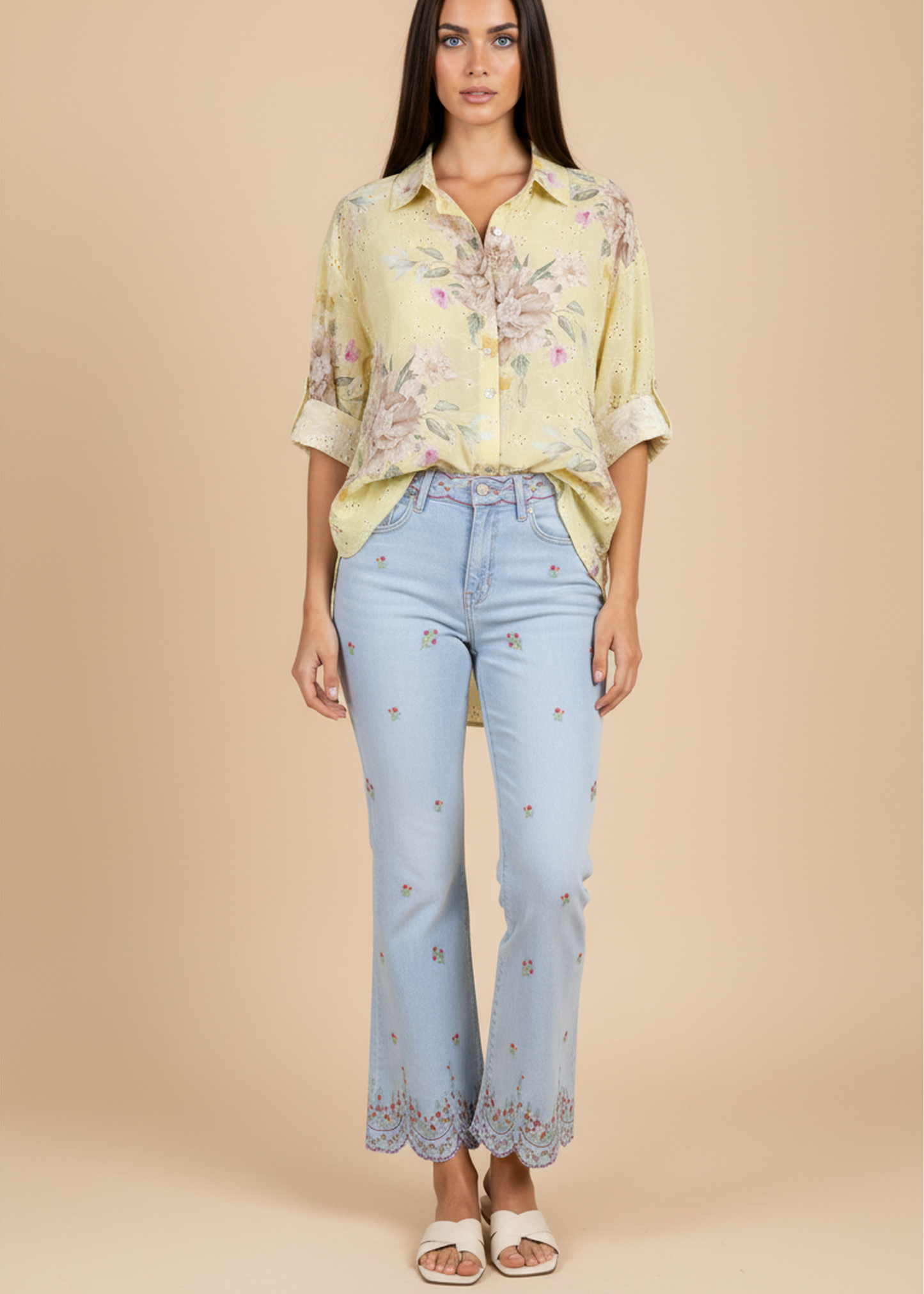 Camisa bordada estampada