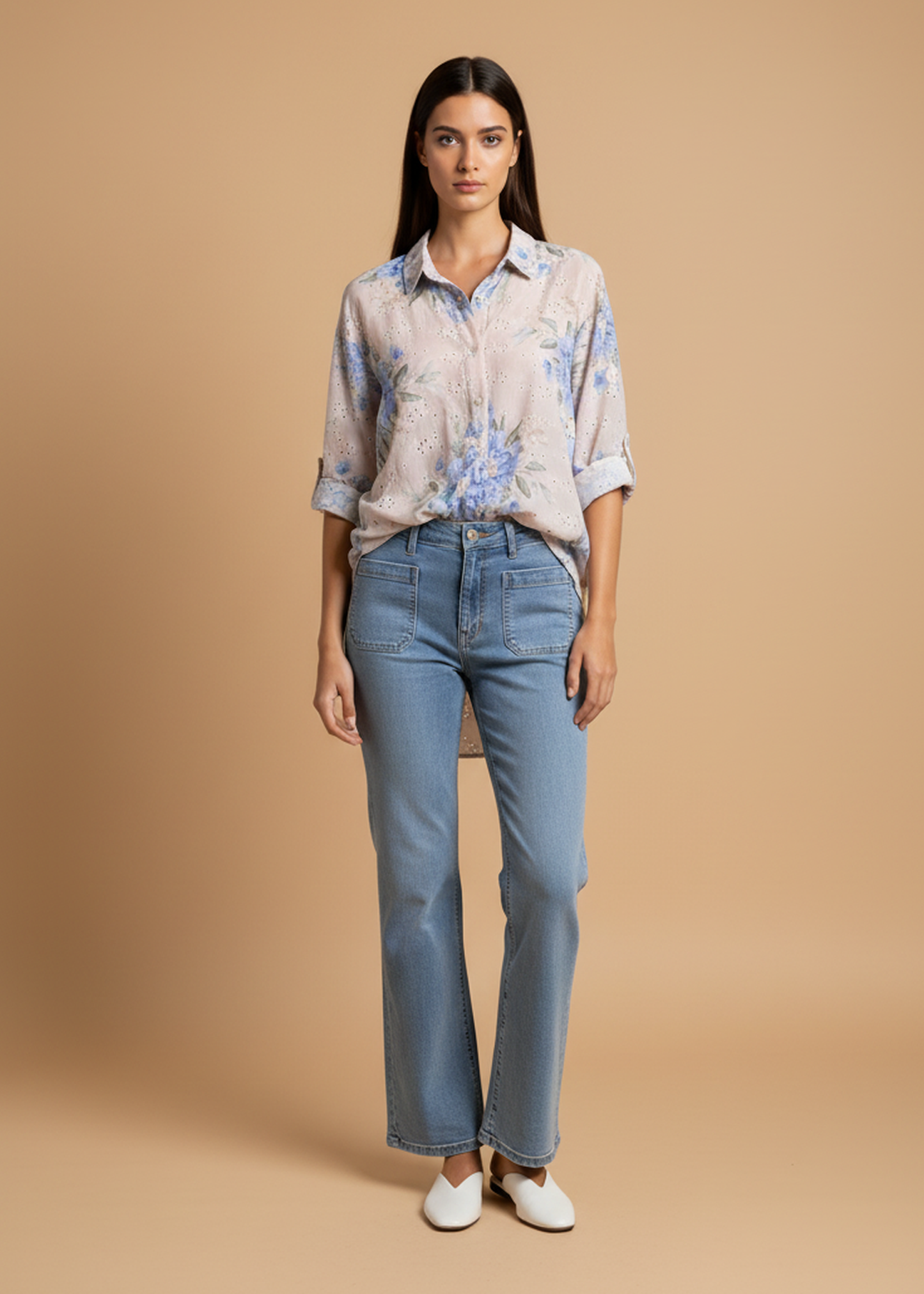 Camisa bordada estampada