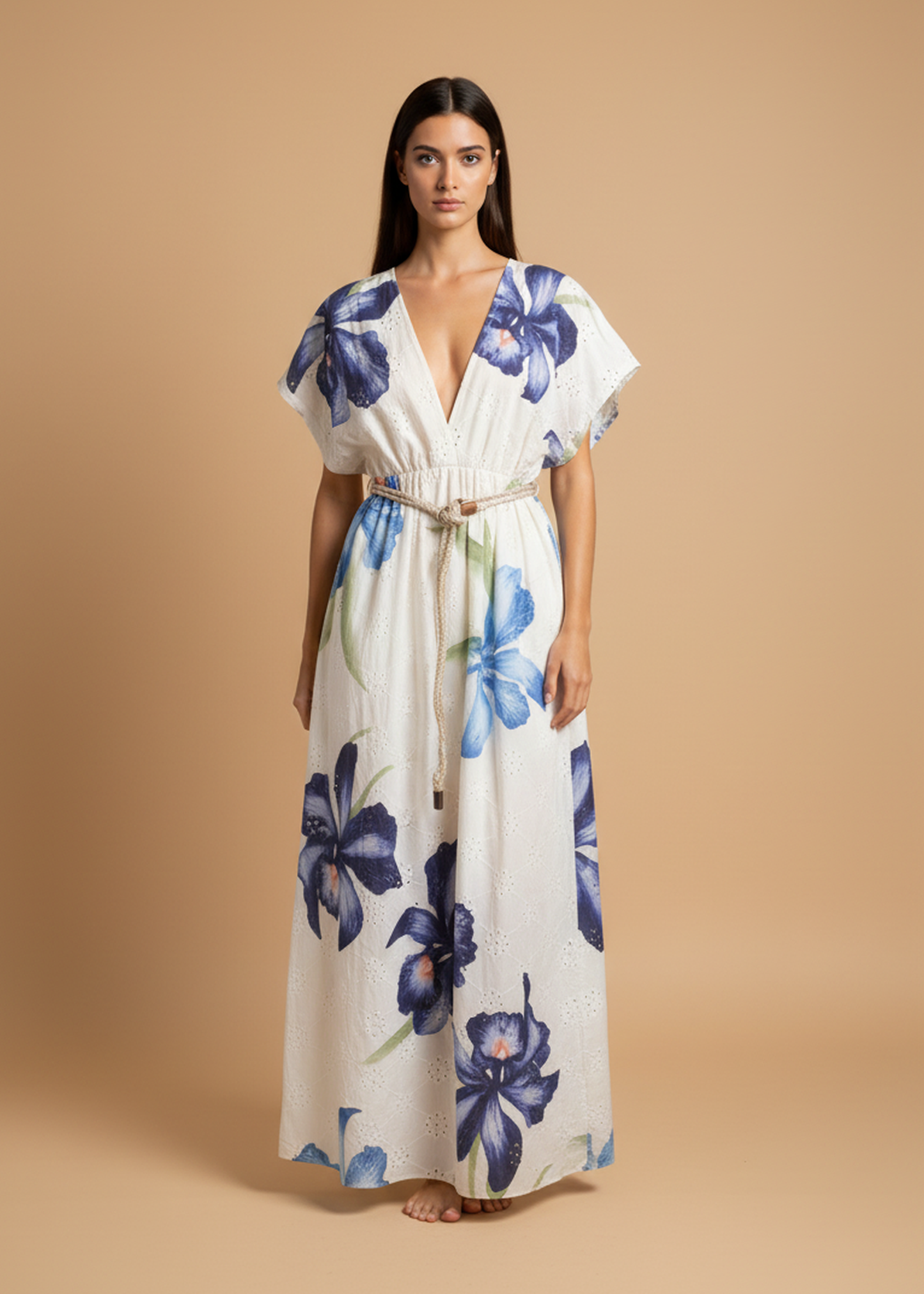 Vestido bordado estampado