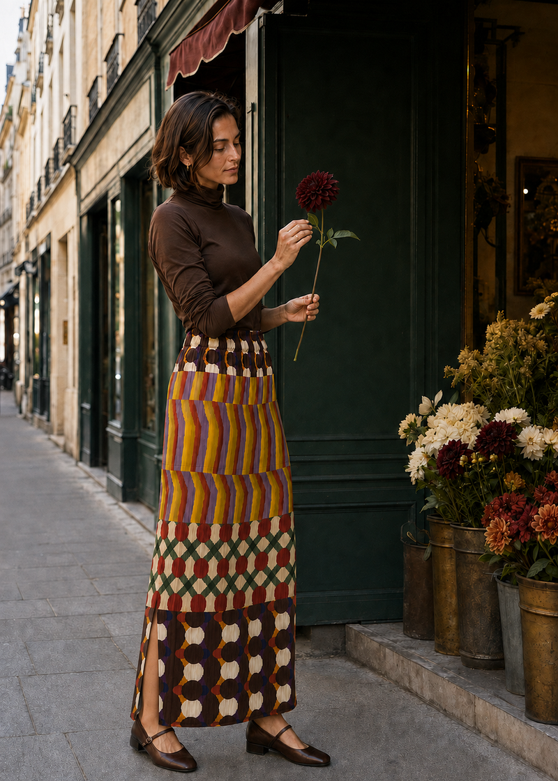 Printed pleated skirt