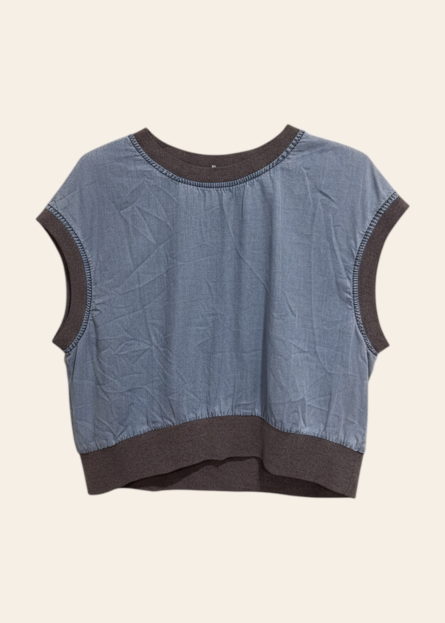 Top denim contraste