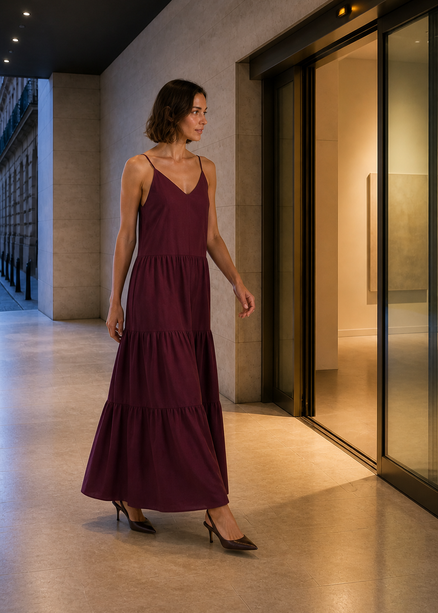 Vestido largo volantes