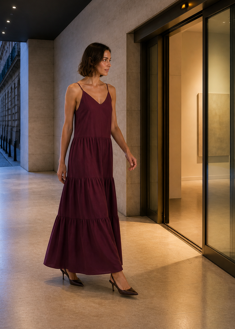 Vestido largo volantes