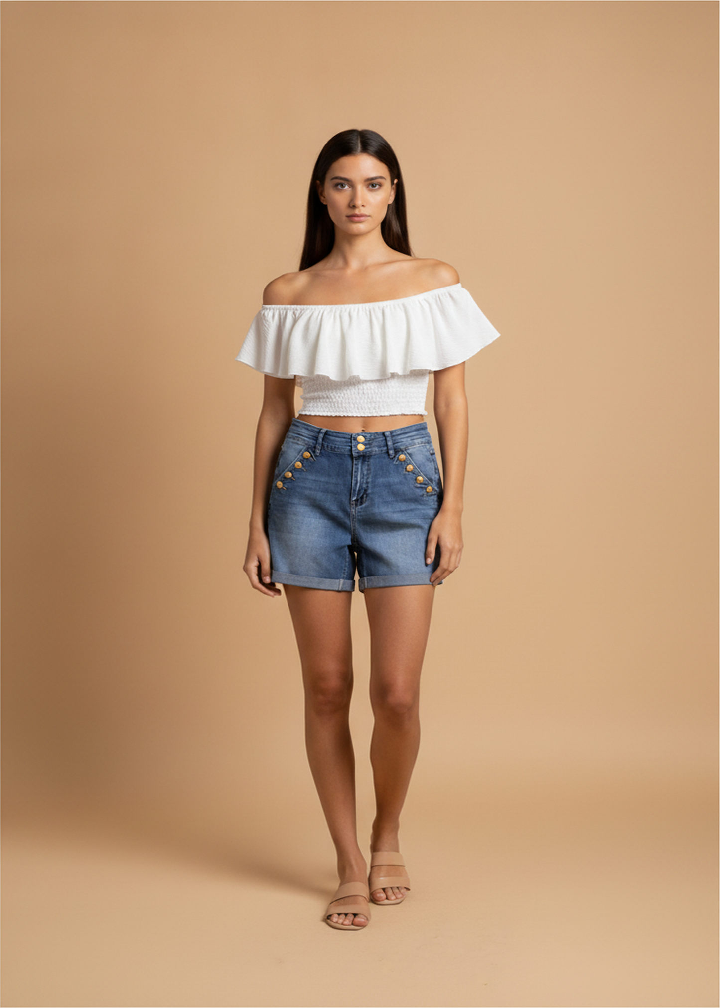 Short denim botones