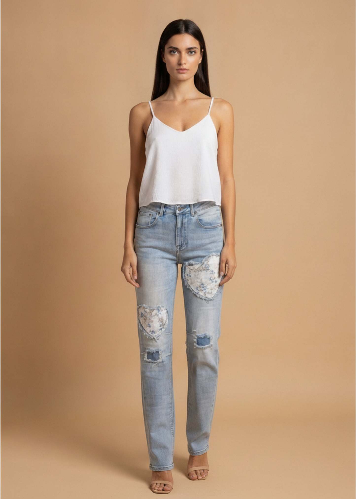 Jeans corazones estampados