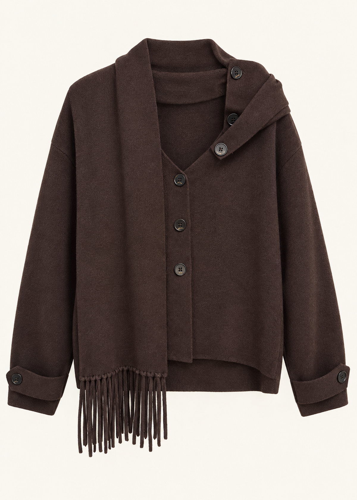 Cardigan con bufanda