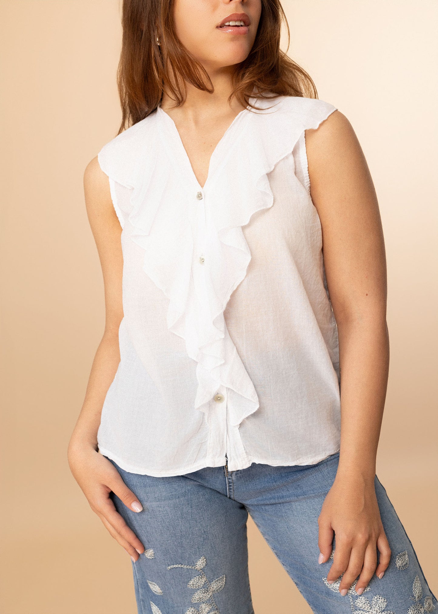 Top voile botones