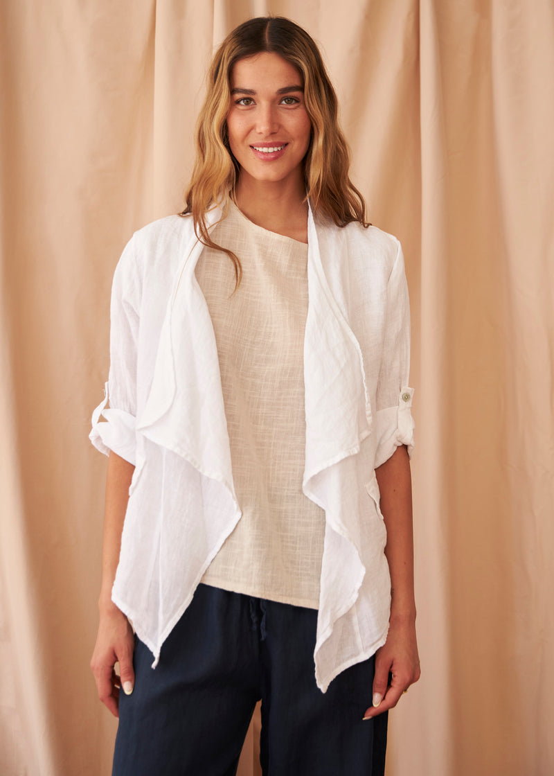 Asymmetrical linen light jacket
