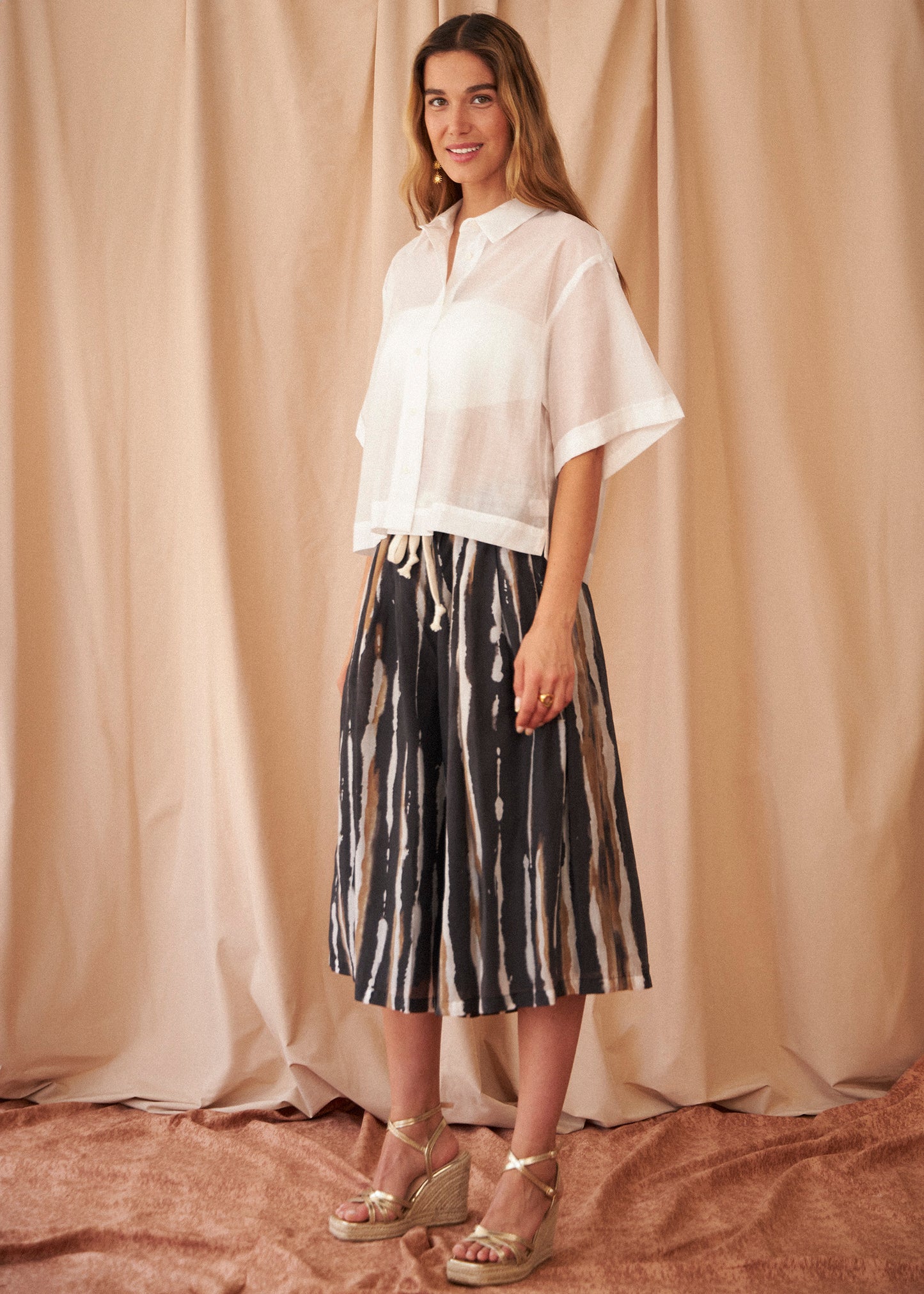 Short sleeve organza shirt