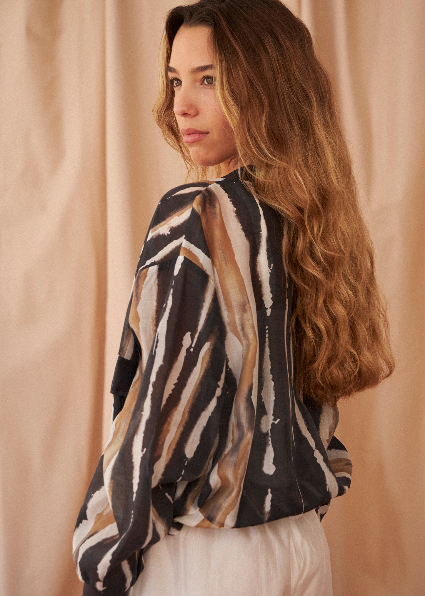 Printed organza bomber