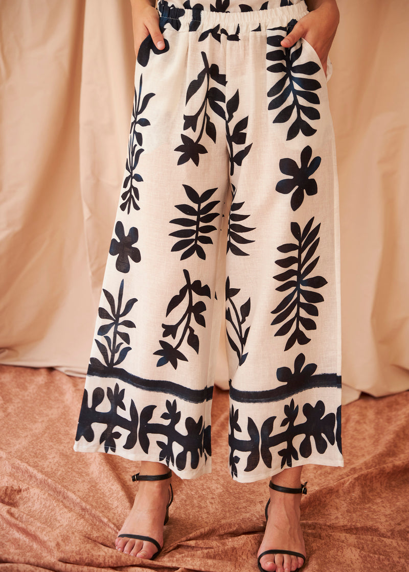 Linen trousers with border