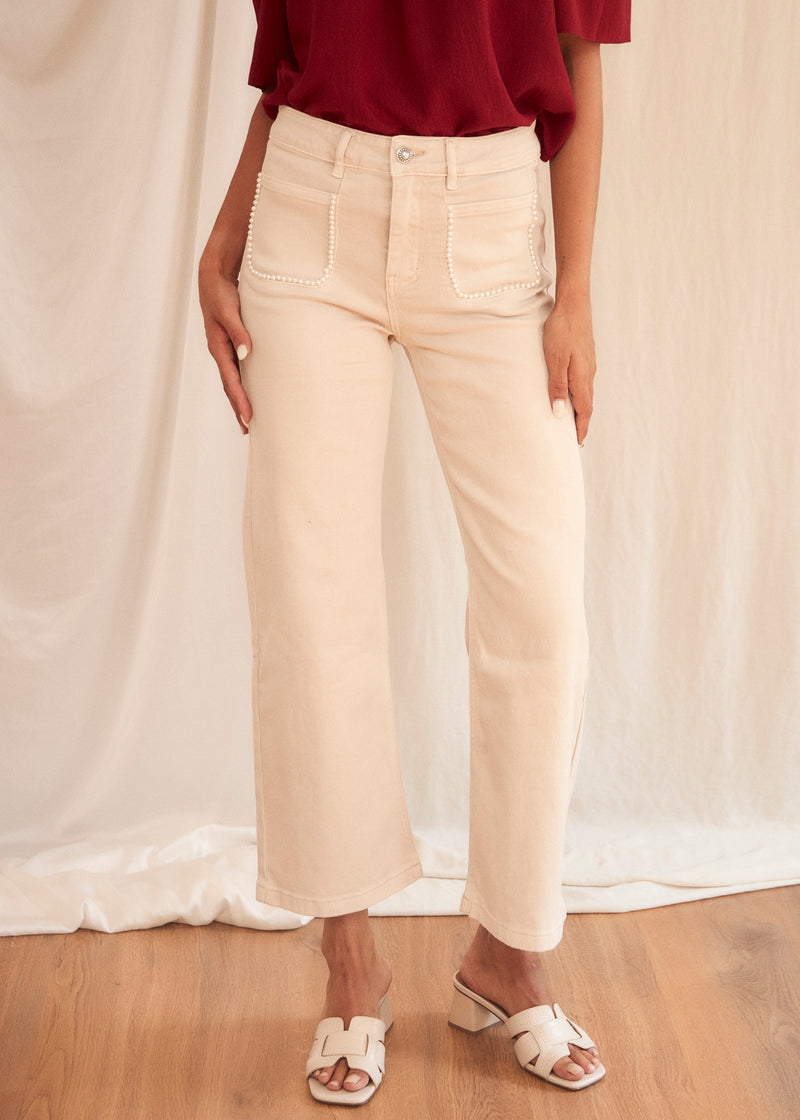 Wide leg pearl jeans