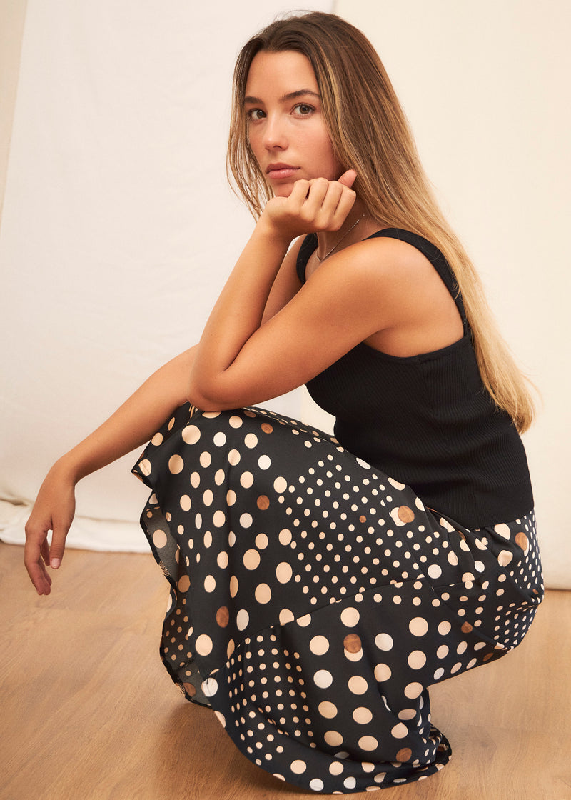 Polka dot midi skirt